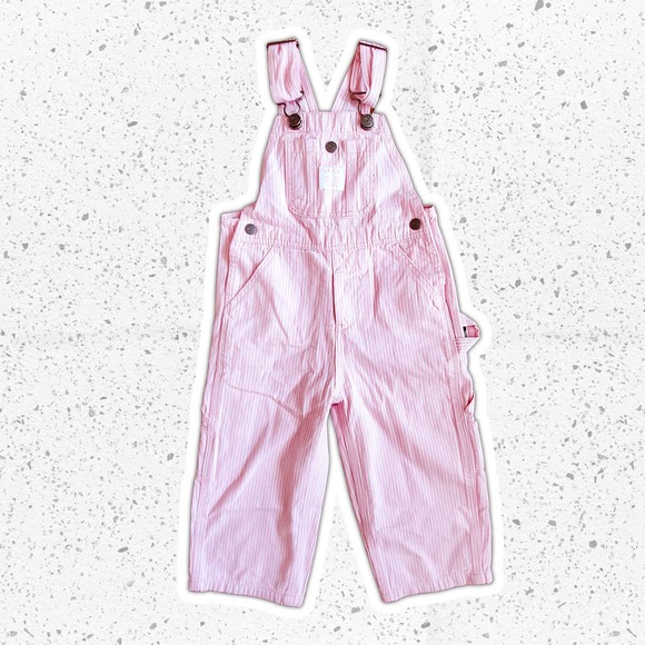 Lakin McKey Toddler Pink Hickory Striped Bib Overall Pants Sz 2T - Picture 2 of 9